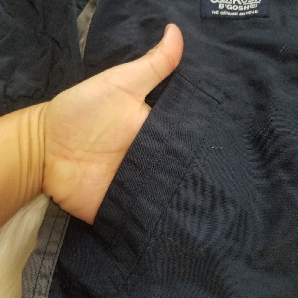 💕 OshKosh Bosh Dark Blue Gray Classic Hoodie Jacket Pockets WindBreaker Spring - Picture 3 of 8